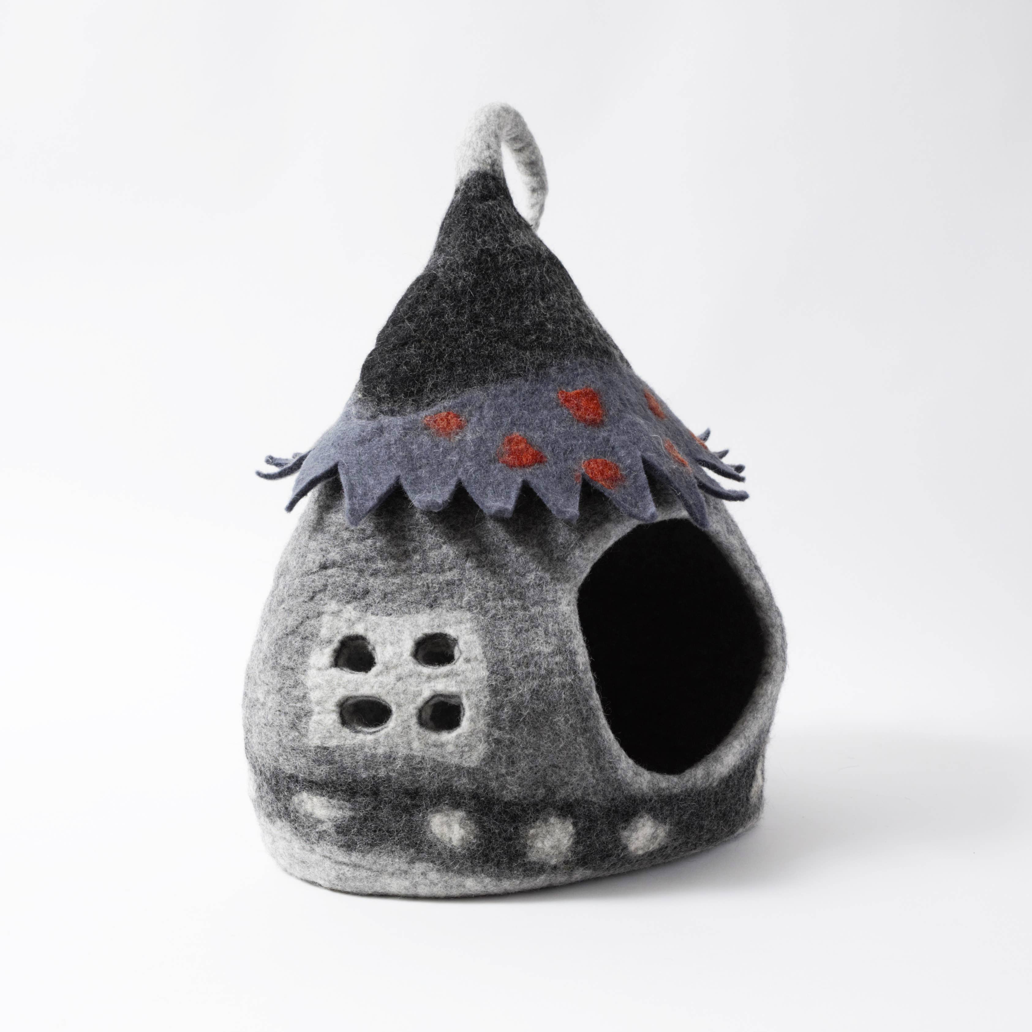 Dharma Dog Karma Cat - Fairy House Wool Pet Cave: Grey